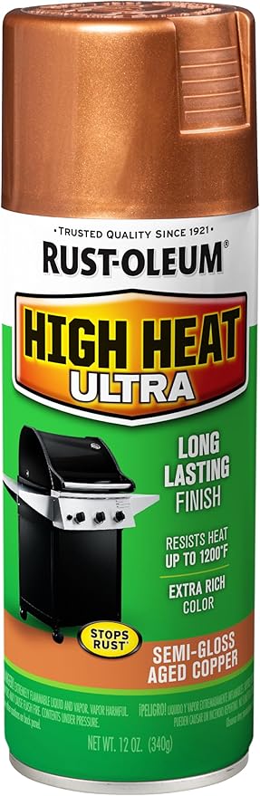 Rust-Oleum 241232-6PK High Heat Ultra Spray Paint, 12 oz, Aged Copper, 6 Pack