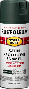 Rust-Oleum 7732830 Stops Rust Spray Paint, 12 oz, Satin Hunter Green