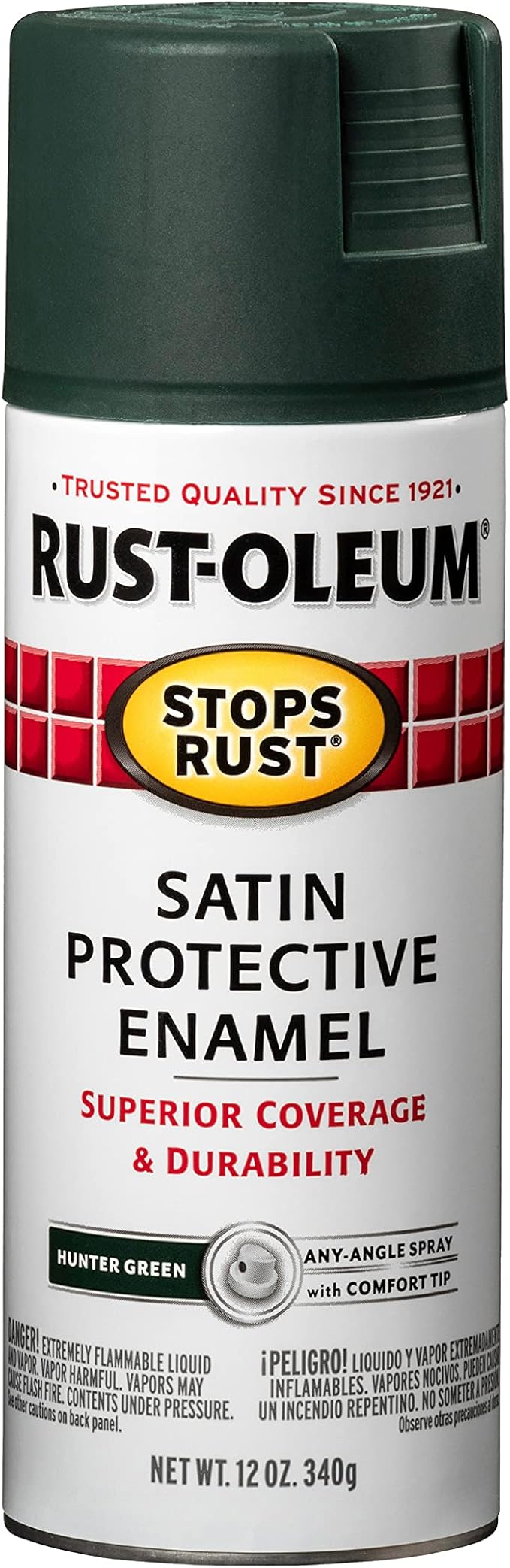 Rust-Oleum 7732830 Stops Rust Spray Paint, 12 oz, Satin Hunter Green