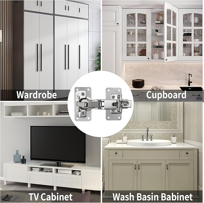 TamBee Cabinet Hinge Repair Plate Kit, Stainless Steel Fixing Plates for Cupboard Door Replacement Rust Resistant Easy to Install, 12 Pcs