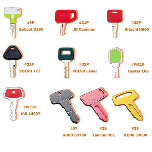 Heavy Equipment Keys Set, Construction Keys Master Set, Contractors Equipment Multi Keys fit Common Equipment Cat Caterpillar JD Komatsu Volvo Bobcat Kubota and More
