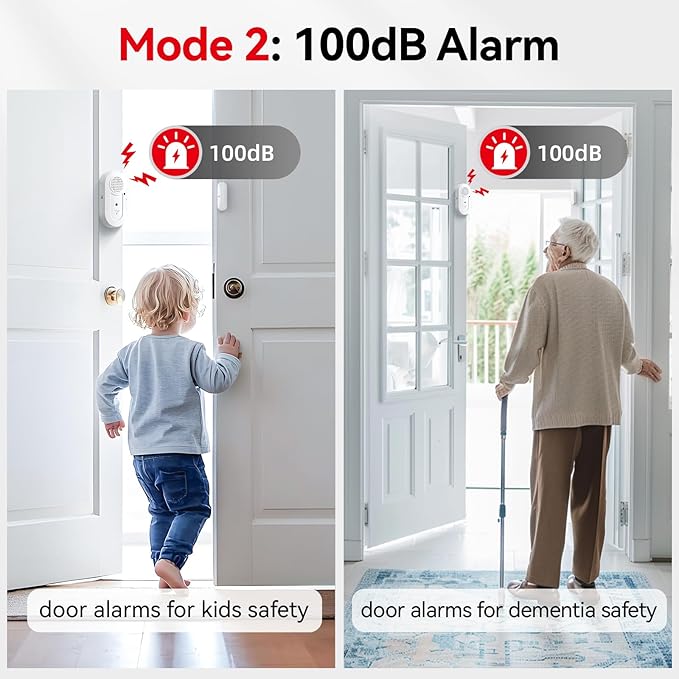 Sanjie Door Window Alarms - 5 Pack,110dB,Volume Control,Window Door Open Alarm Sensors for Kids Safety/Dementia/Pool,Wireless Sensors Keep Your Home Security,Easy to Install,Long Battery Life