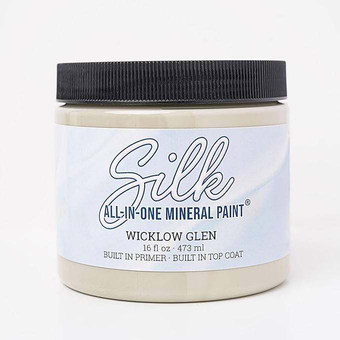 Dixie Belle Silk All-in-One Mineral Paint - Wicklow Glen (16oz) - Muted Sage Green Water Based Built-In Primer + Topcoat for Wood + Metal - Furniture Paint - Low Reflective Finish - Home Projects - DIY
