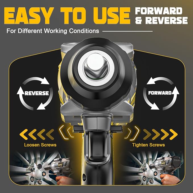 DIYtoolifz 1500Nm Cordless Impact Wrench 1/2" Compatible with Dewalt 20V | 1110 Ft-Lbs Brushless Motor; 3-Speed; 6 Pcs Sockets & Storage Case; For Tire Removal, Rusted Bolts & Heavy Equipment