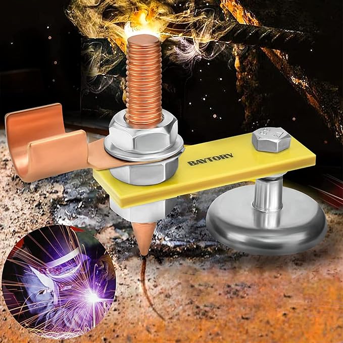 BAYTORY Upgrade Magnetic Welding Support Ground Clamp Tools, 2-Piece Single Welding Magnet Head, Strong Magnetism Large Suction, Copper Tail Welder Accessories Stability Clamps