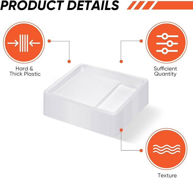 Geelin 40 Pcs 9 Inch Disposable Paint Tray Liner Heavy Duty Plastic Household Paint Pan Trays