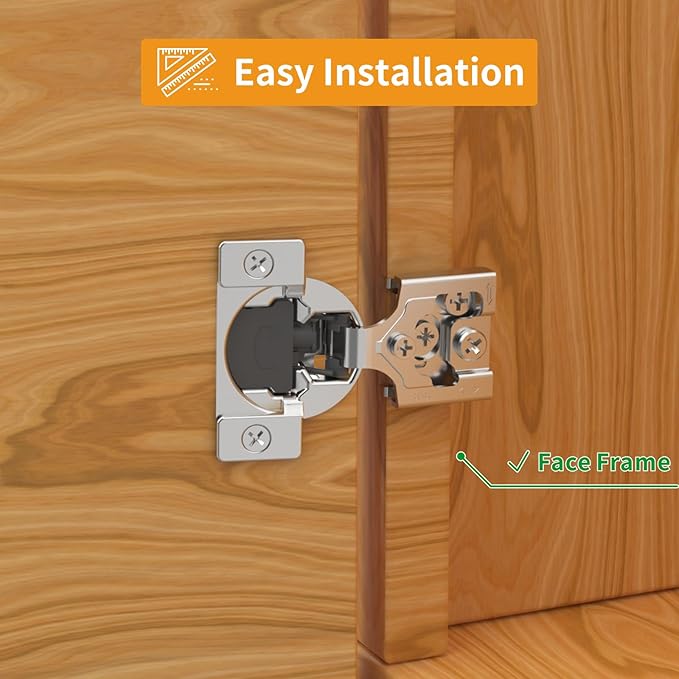 Chibery 20 Pack 3/8" Overlay 3D Soft Close Concealed Hinge for Face Frame Door, Smooth Slow Self Closing Hinges, Satin Nickel, Hidden 105° Open Angle Stainless Steel Hinge for Kitchen Cabinet Door