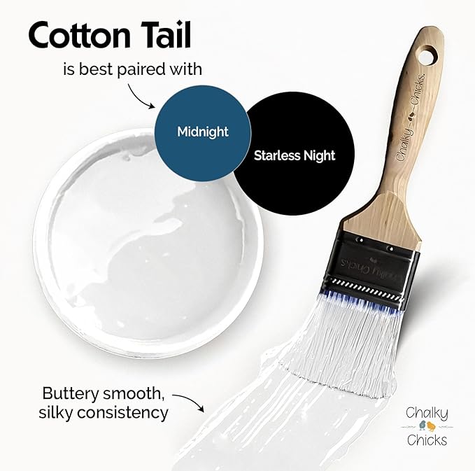 Chalky Chicks 4 Fl Oz Matte CottonTail White Chalk Paint for Furniture Without Sanding - No Prep Furniture Paint No Sanding All in One for Crafts, Wood, Cabinet, Walls, Metal, Dresser, Farmhouse