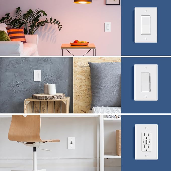 AIDA 1-Gang Midsize Light Switch Cover Plate, Decorative Outlet Covers - Glossy White, 10-Pack Unbreakable Polycarbonate Wall Plates for Decorator Device, UL Listed, 4.88" H x 3.13" L