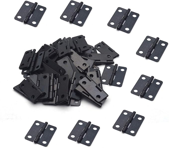 XMHF 1" x 3/4" Metal Foldable Butt Hinge for Cabinet Door Closet Black 48Pcs