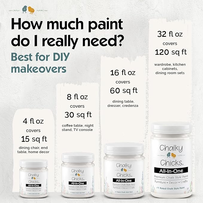 Chalky Chicks 32 Fl Oz Matte Old Lace (Off White) Chalk Paint for Furniture Without Sanding - No Prep Furniture Paint No Sanding All in One for Crafts, Wood, Walls, Cabinet, Metal, Dresser, Farmhouse