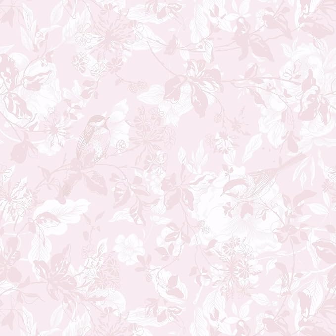 17.3" X 393" Peel and Stick Wallpaper Floral Boho Pink Contact Paper Bird Cute Girl Modern Wall Paper Renter Friendly Waterproof Removable Self Adhesive Bedroom Kitchen Dorm Cabinets Vinyl