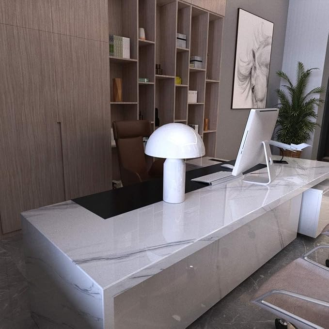 BAYYA White Marble Wallpaper Peel Stick Countertops Granite Contact Paper | Counter Top Vinyl Wrap Thick 24"x197" Waterproof Countertop Covers Self-Adhesive Glossy Kitchen Counter Paper Stickers
