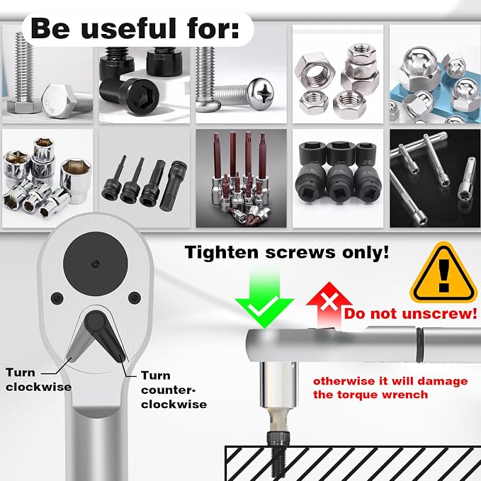 SuZhi 3/4 Inch torque wrench 100-600 ft lb /135.6-813.6 N.M/Aluminum Alloy handle & Cr-Mo Material Head, Heavy Duty, Professional,Dual Direction, Store in Solid Case