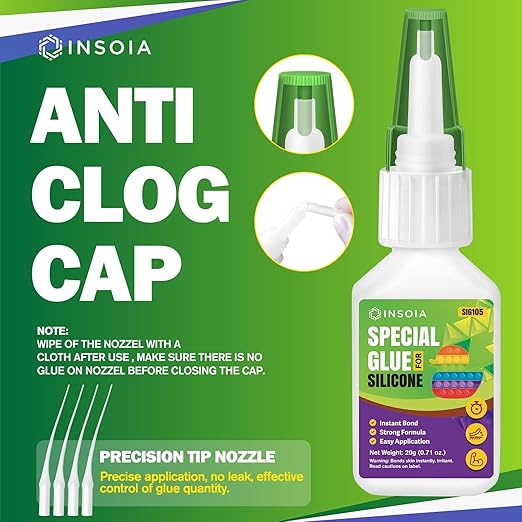 Silicone Glue, 20g Clear Super Glue for Silicone Repair Quick Fix Silicones Adhesive Heavy Duty Strong Crazy Instant Glue for Bonding Model, Toys, TPR, TPU, DIY Crafts and More