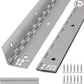 ALBO 12 Inch Silver Heavy Duty Piano Hinge Continuous Stainless Steel 304 (2-Pack), Surface Mount Cabinet Hinges Silver 12"x2" for Tool Box, Small Chest, Jewelry Box & Display Case, Rustproof Hardware