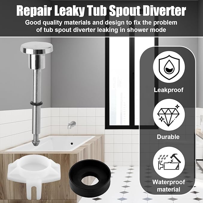 2pcs Tub Spout Diverter Repair Kit, Including 1 Diverter Valve Stem and 1 Seal Waterproof Shower Repair Kit Leaky Bathtub Faucet Bathtub Spout Replacement Parts