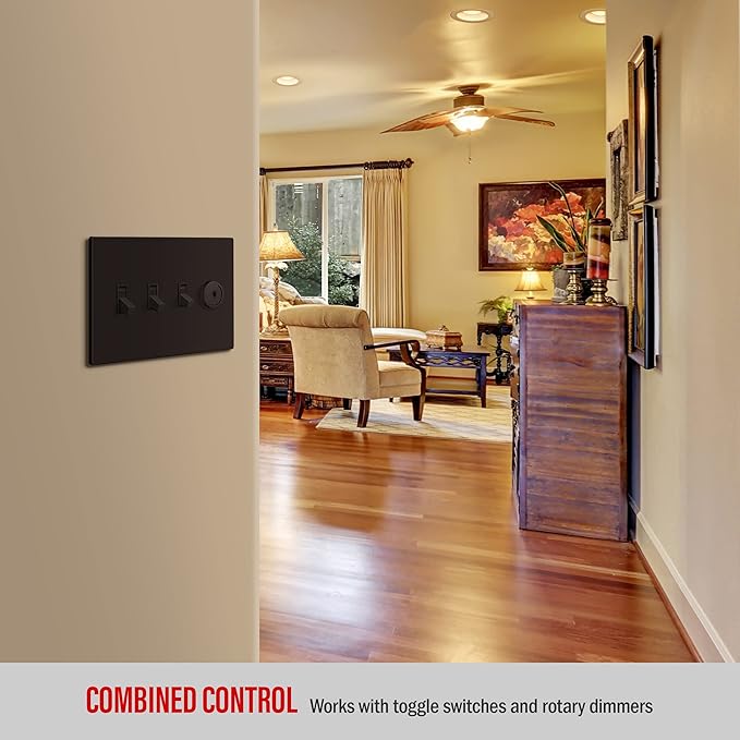 ENERLITES Screwless Quadruple Toggle Switch Wall Plate, Child Safe Light Switch Cover, Standard Size 4-Gang 4.68" x 8.38", Unbreakable Polycarbonate Thermoplastic, UL Listed, SI8814-BR, Glossy, Browm