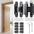 6.5" Hidden Door Hinges, Invisible Concealed Hinges, 180° Swing Adjustable Butt Hinge, Silent Operation, Ideal for Secret Rooms, Bookcase Doors & More (Black, 2 Pack)