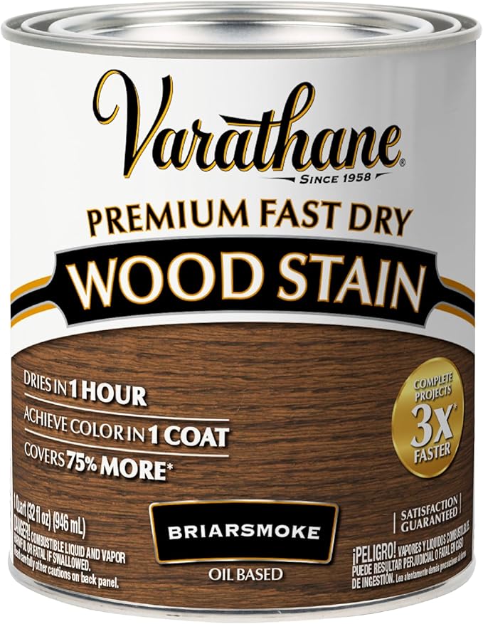 Varathane Premium Fast Dry Wood Stain | 1 Hour Dry Time | 1 Coat Color | Interior Wood Stain | Furniture, Cabinets, Doors, Trim | Quart | Briarsmoke