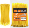 8 Inch Yellow Zip Ties 1200 Pack, 35 LBS Tensile Strength, Self-Locking Nylon UV Resistant Cable Ties for Indoor and Outdoor