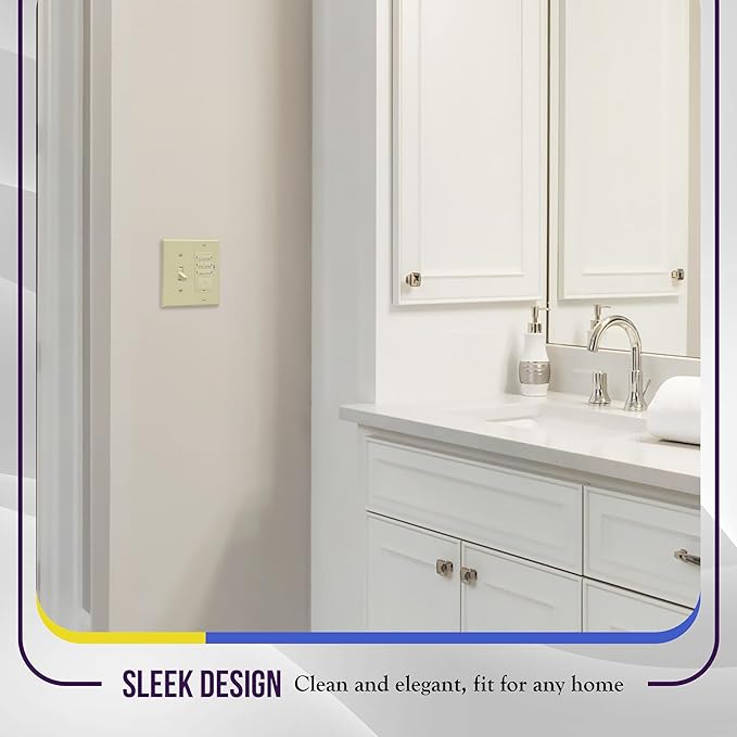 ENERLITES Combination Toggle Switch/Decorator Switch Wall Plate, Size 2-Gang 4.50" x 4.57", Polycarbonate Thermoplastic, 881131-I, Ivory