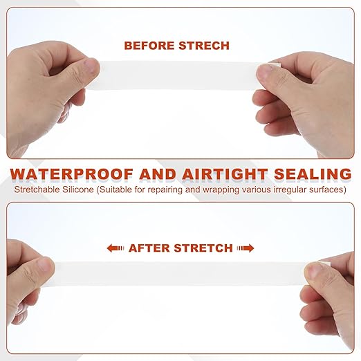 uxcell 2 Pcs Self Fusing Silicone Tape, 1" x 5ft Waterproof Water Leak Sealing Tape for Plumbing Pipe Hose Repair Handles, White