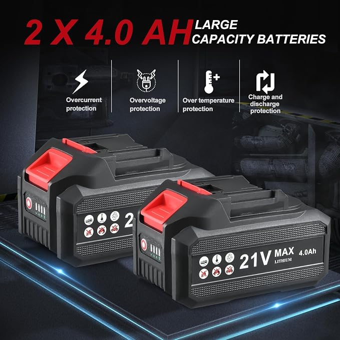 AOBEN Cordless Impact Wrench 1/2 Inch, Power Impact Gun Kit, Max 600N.M/450Ft-lbs High Torque Electric Impact Driver for Car RV Tire, 2 Packs x 4.0Ah Battery, Charger, 6 Sockets & Storage Tool Case