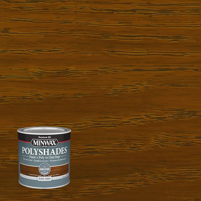 Minwax PolyShades Wood Stain + Polyurethane Finish – ½ Pint, Honey, Gloss