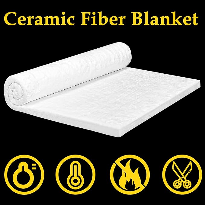 Cedolio 60" x24" x1"(Thick) Ceramic Fiber Blanket Fireproof Insulation | Baffle Rated to 2400F, High-Temperature Resistance for Stoves, Kilns, Forges, Wood Stove Baffle, Fireplace and Pizza Ovens