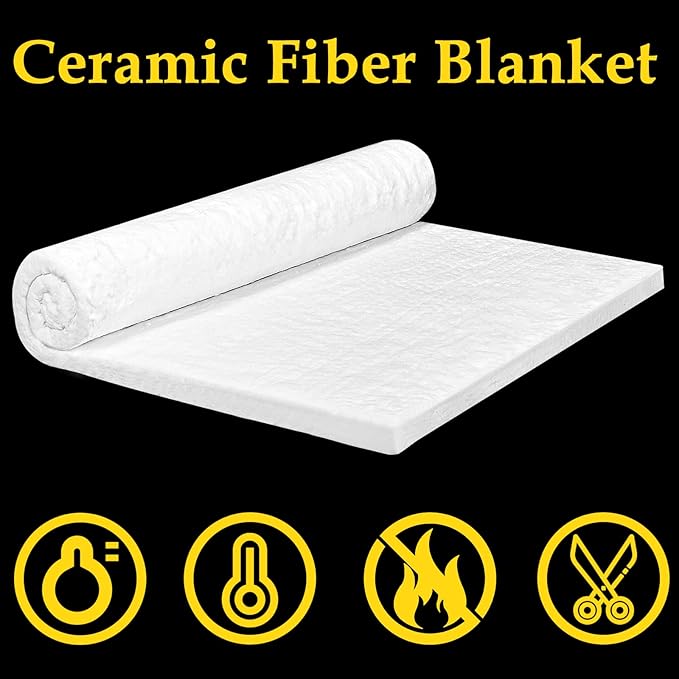 Cedolio 2 PCS 24"x12"x1" (Thick) Ceramic Fiber Blanket Fireproof Insulation | Baffle Rated to 2400F, High-Temperature Resistance for Stoves, Kilns, Forges, Wood Stove Baffle, Fireplace and Pizza Ovens