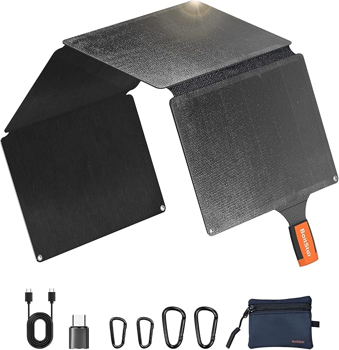 40W Solar Panel Charger: Ultra-Lightweight & Portable Solar Phone Charger for Camping, Hiking, Backpacking, USB-C and USB-A Port for iPhone, iPad, Samsung Galaxy, Power Bank, etc