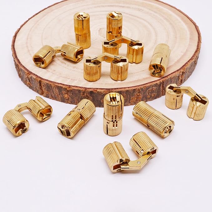 14mm Invisible Brass Barrel Hinges Hidden Concealed Furniture Hinges 180 Degree Opening Angle 12Pcs
