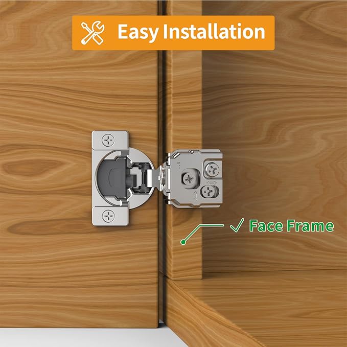 Chibery 60 Pack 1" Overlay 3D Soft Close Concealed Hinge for Face Frame Door, Smooth Slow Self Closing Hinges, Satin Nickel, Hidden 105° Open Angle Stainless Steel Hinge for Kitchen Cabinet Door