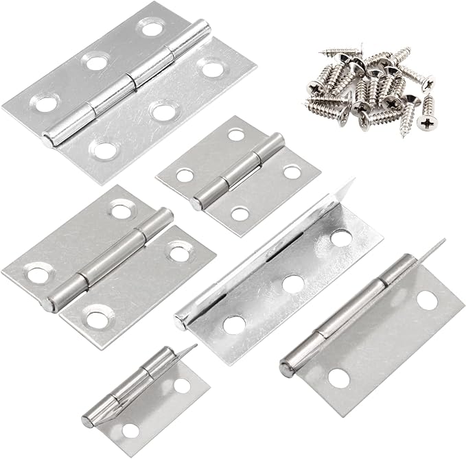 Luomorgo 30 Pack Mini Hinges Butt Hinges, Stainless Steel Cabinet Hinge, Small Folding Door Hinge for Wooden Box, Crafts (1 Inch, 2 Inch, 3 Inch)