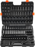 VEVOR Impact Socket Set 130 Piece 3/8" & 1/2" - SAE & Metric Drive Socket Set - 6 Point Cr-Mo Alloy Steel for Auto Repair - Easy-to-Read Size Markings - Includes Storage Case
