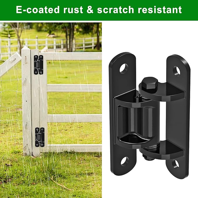Insaga 6.7'' Heavy Duty Gate Hinges 1100LB Capacity 4PCS of 6mm Steel Hinges with Bearings & Rust-Proof E-Coating, Bolt On Low-Profile Hinges for Fences, Driveway Gates, Locking Screws Anti-Sag Design