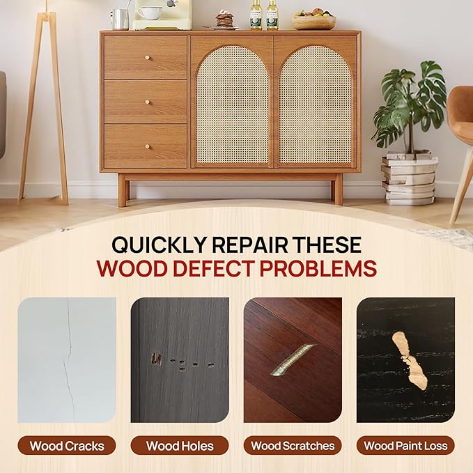 Boncart Wood Furniture Repair Kit, Wood Touch up Fillers, Repair Scratches, Cracks, Paint Chips, and Nail Holes on Furniture, Floors, Doors, Cabinets, and Tables (10 Colors)