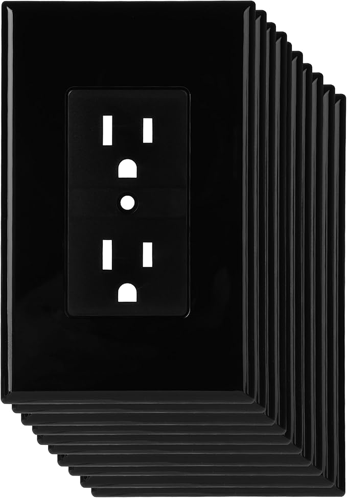 Bates- Duplex Wall Plate, 10 Pack, Black, Electrical Outlet Cover Plates