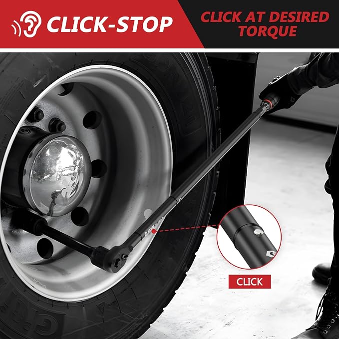 VANPO Torque Wrench 3/4 Inch Drive 100-800 Ft-Lb, 48" Length, ±3% Accuracy | Heavy Duty for Truck, Construction & Agricultural Equipment, Click Style, Dual Direction, TPR+ABS Handle, with Carring Case