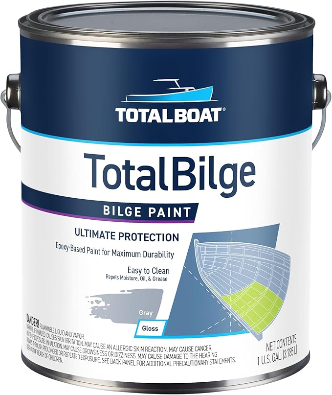 TotalBoat TotalBilge Epoxy Based Bilge Paint for Boat Bilges, Bulkheads, Engine Rooms and Locker Areas (Gray, Gallon)