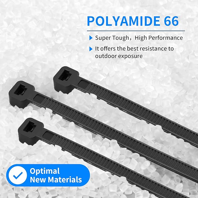 3000 Pack 6 Inch Black Zip Ties, 60 LBS Heavy Duty Cable Ties, UV Resistant Nylon Wire Ties, Self-Locking Plastic Straps for Indoor & Outdoor Use