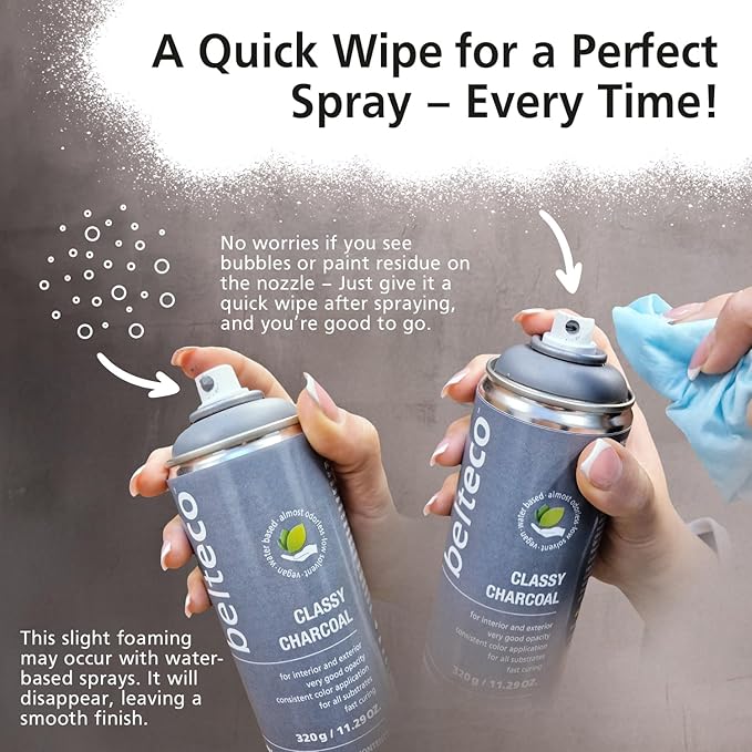 Cotton White Spray Paint Matte | Water-Based & Odorless | Eco-Friendly & Vegan | Weather & UV-Resistant | Fast-Drying & High-Coverage | For Indoor/Outdoor Use | Spray Paint White