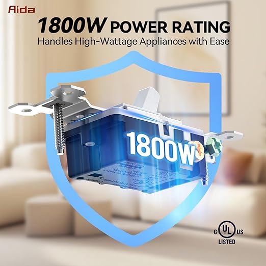 AIDA 3 Way 15 Amp Quiet Indoor Toggle Switch Self-Grounding ON Off Toggle, Residential Grade, UL Listed, Quickwire Push-in & Side Wired (White, 20 Pack)