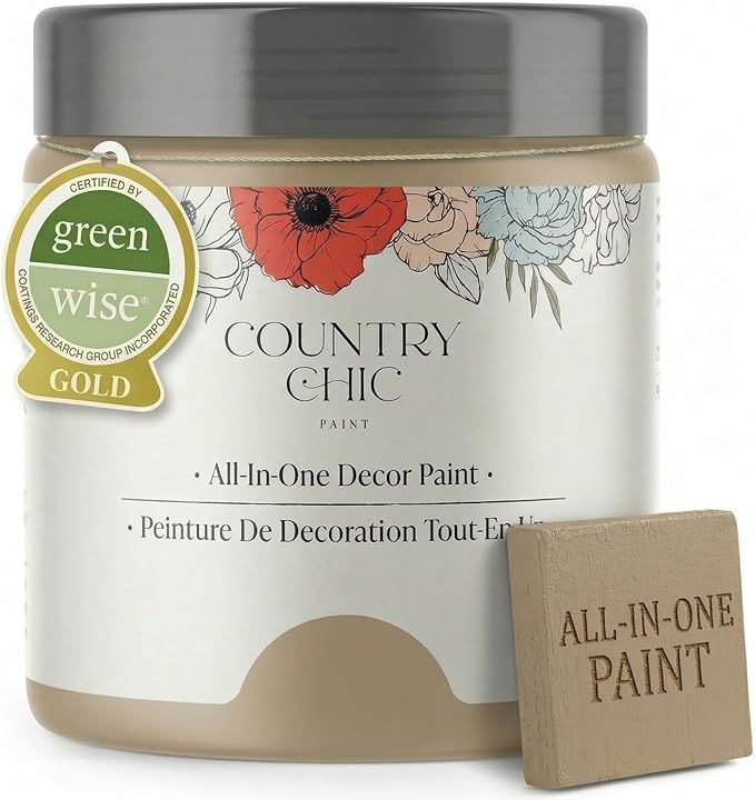 Country Chic All-in-One Chalk Paint for Furniture, Cabinets, Home Decor, Eco-Friendly, Matte Finish, Built-In Primer & Top Coat for Wood, Metal - No Wax Needed (- Pint 16 oz (475 ml)