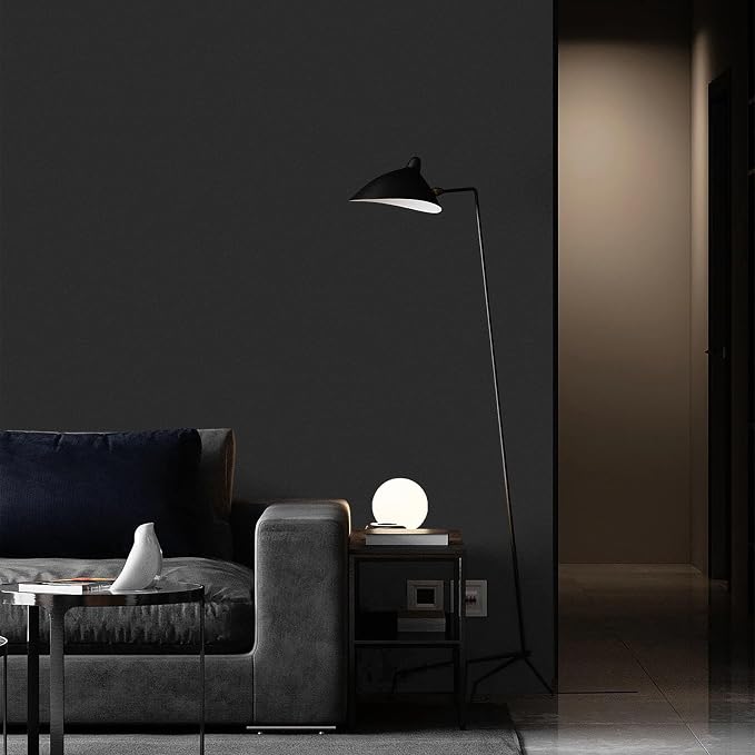 Black Wallpaper Peel and Stick with Tools, Matte Black Contact Paper | Self-Adhesive and Removable 17.7'' x 236.2'', Thickened Wall Paper for Cabinets, Drawers and Countertop