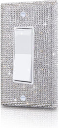 Silver Shiny Silver Rhinestones Wall Plates Light Switch Cover Decorative Outlet Cover Single Toggle Switch Plates And Outlet Covers