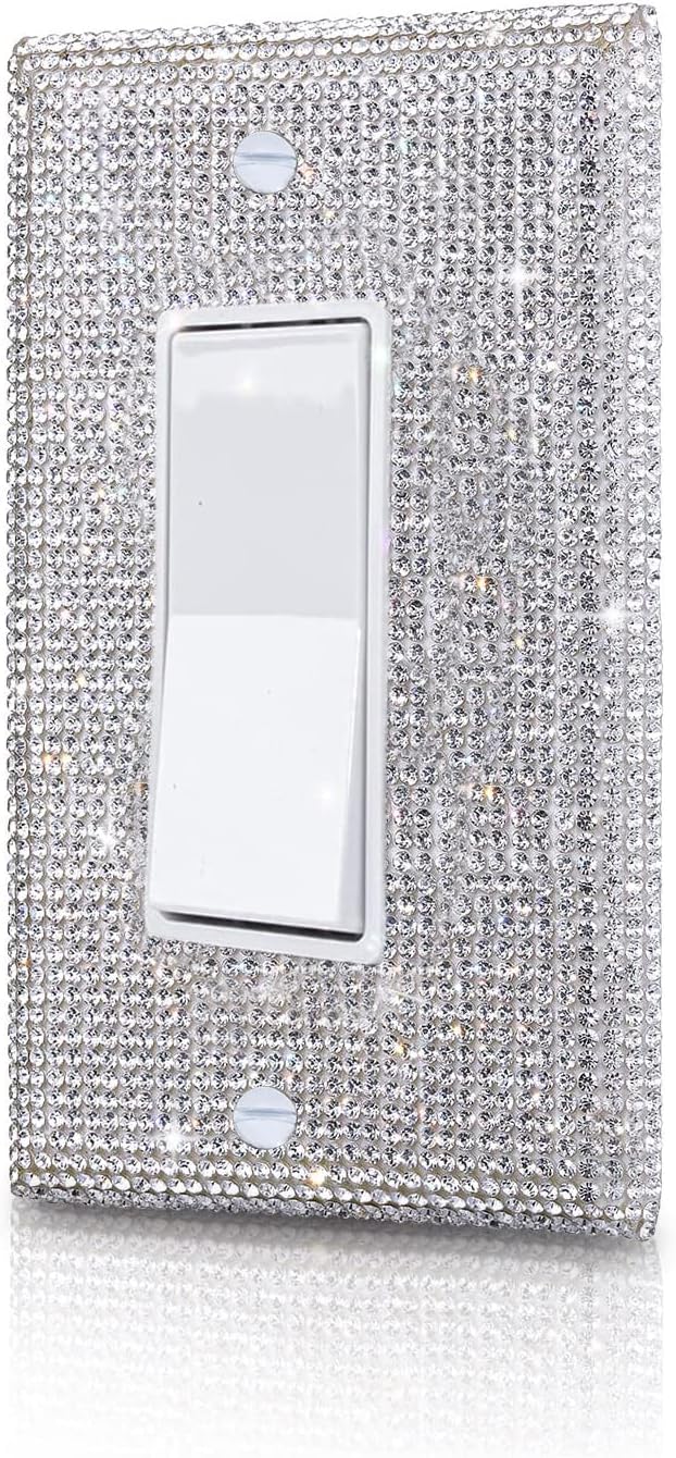 Silver Shiny Silver Rhinestones Wall Plates Light Switch Cover Decorative Outlet Cover Single Toggle Switch Plates And Outlet Covers