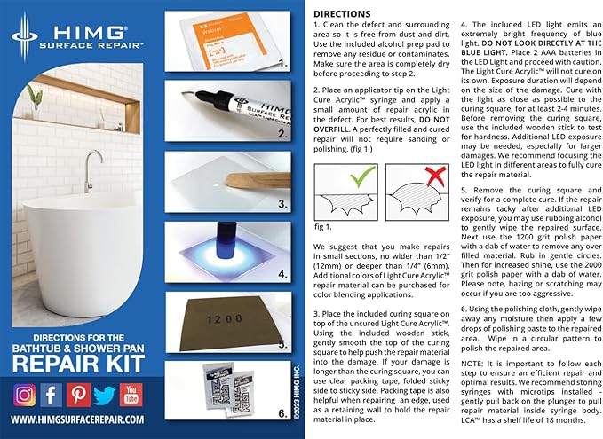 HIMG Bathtub & Shower Pan Repair Kit, Compatible with V&B Alpin White