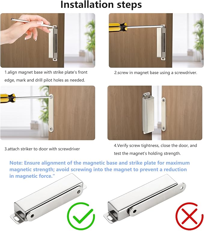 Heavy Duty Pivot Hinge Set with Magnetic Door Catch for Wood Door, HBL' Hidden Door Hinge for Secret Door, Swing Door, with 360 Degree Rotation, Invisible Pivot Door Hardware for Bookshelf.